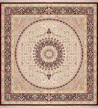 Шелковый Иранский ковер Kazemi №1605 200x200cm Шелковый Иранский ковер Kazemi №1605 200x200cm